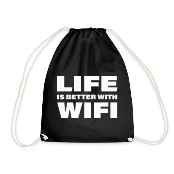 LIFE IS BETTER WITH WIFI - Turnbeutel - Schwarz - Vorne