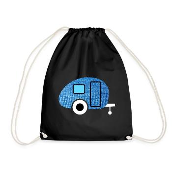 Caravan Caravan Jeans Camper Fabric Retro Vintage - Drawstring Bag - black - Front