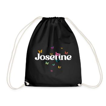 Schöner Mädchenname mit Schmetterlingen JOSEFINE - Turnbeutel - Schwarz - Vorne