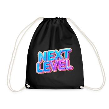 Next Level 3D Text — Bold Gradient Design - Drawstring Bag - black - Front