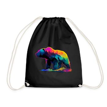 Bear In The Mountains  - Drawstring Bag - black - Front