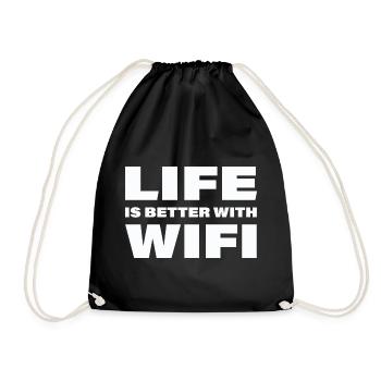 LIFE IS BETTER WITH WIFI - Turnbeutel - Schwarz - Vorne