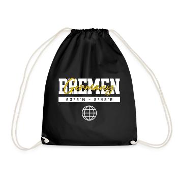 Bremen Deutschland Koordinaten Reise Souvenir - Turnbeutel - Schwarz - Vorne