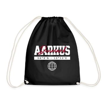 Aarhus Dänemark Koordinaten Reise Souvenir - Turnbeutel - Schwarz - Vorne