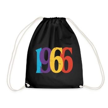 Geburtstag 1966 Geboren 1966 Vintage-Retro-Geschenk - Turnbeutel - Schwarz - Vorne