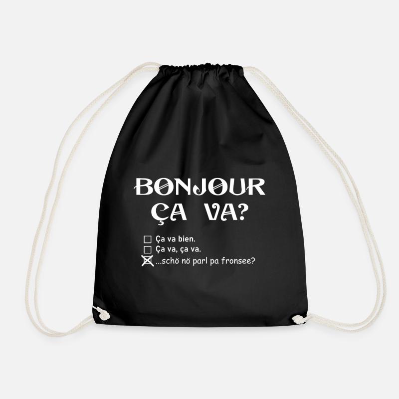 Bonjour Ça va? ankreuzen - Turnbeutel - Schwarz
