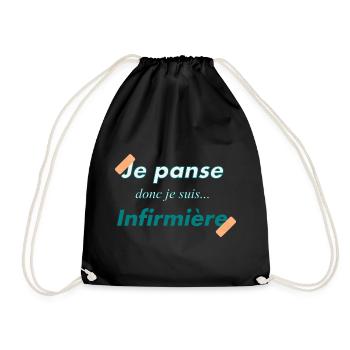 Je panse donc je suis infirmière - humour - Sac de sport léger - noir - Devant