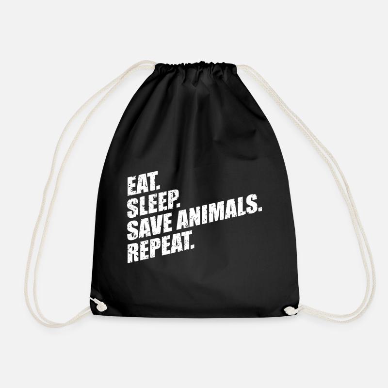 VEGAN EAT SLEEP SAVE ANIMALS REPEAT - Turnbeutel - Schwarz
