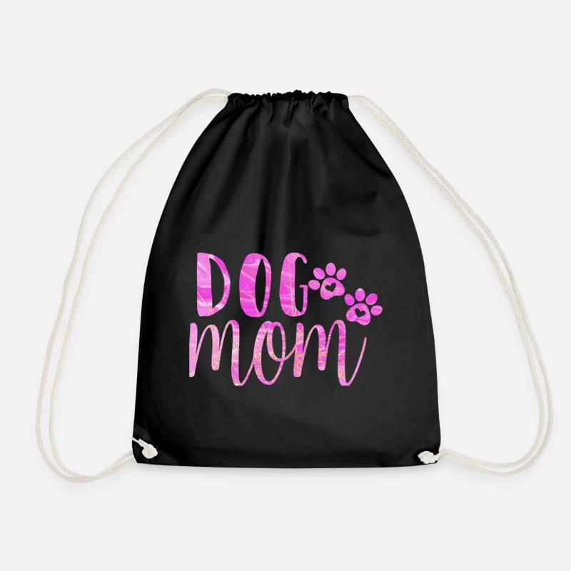 Dog Mom - Drawstring Bag - black