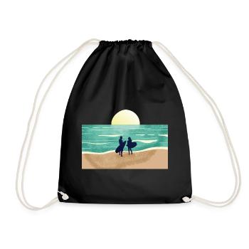Summer Sunset Surfer - Turnbeutel - Schwarz - Vorne