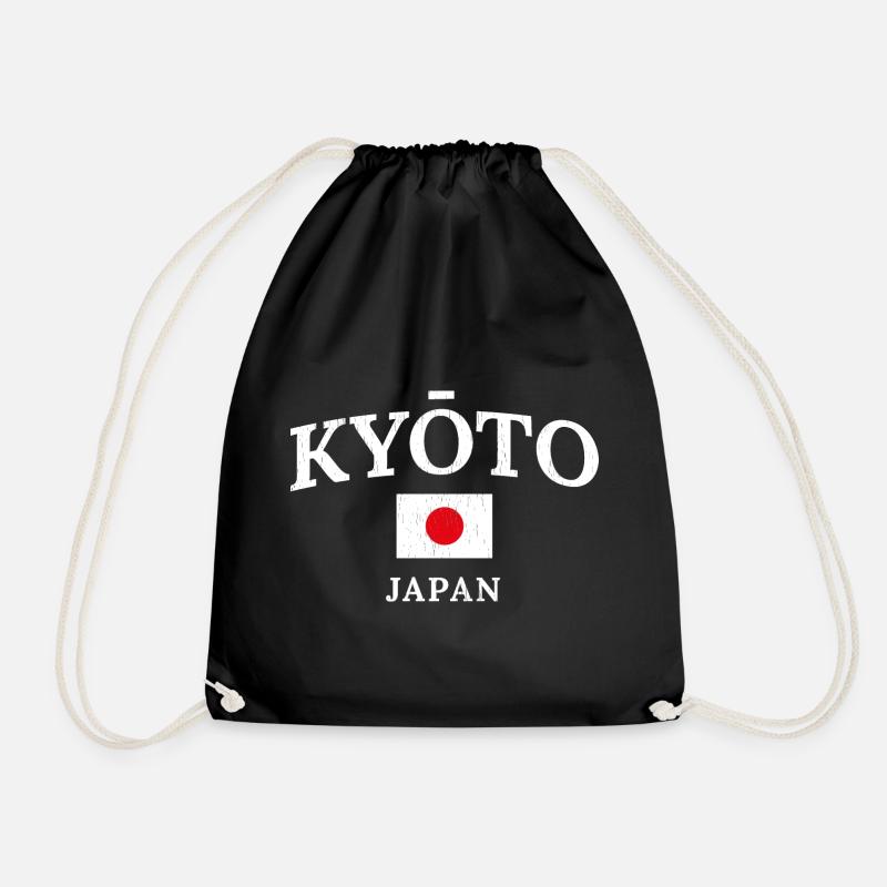Kyoto Japan Flag Typography - Turnbeutel - Schwarz