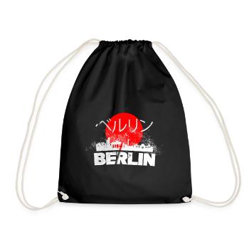 Berlin Germany City Skyline Japan Sun - Drawstring Bag - black - Front