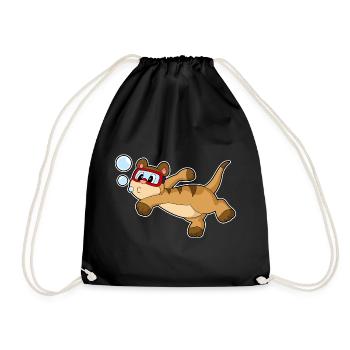 Erdmännchen Taucher Schwimmbrille Tauchen - Turnbeutel - Schwarz - Vorne