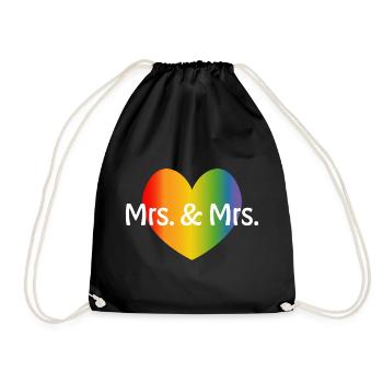 Regenbogen Mrs and Mrs rainbow Herz lesbisch LGBT - Turnbeutel - Schwarz - Vorne