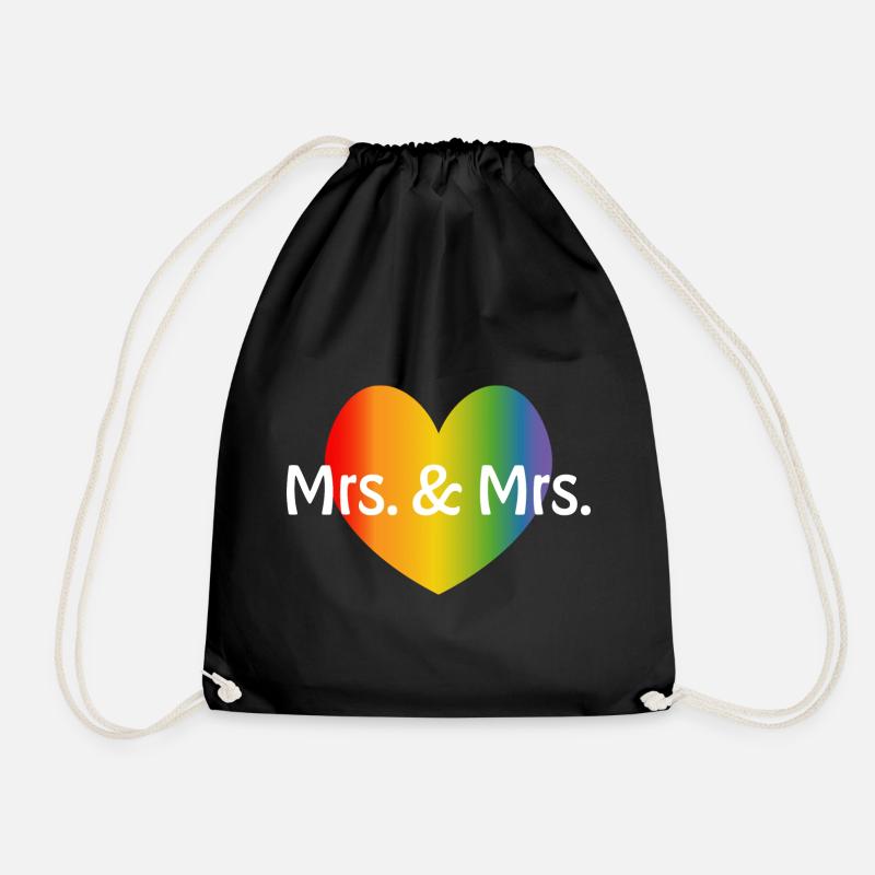 Regenbogen Mrs and Mrs rainbow Herz lesbisch LGBT - Turnbeutel - Schwarz