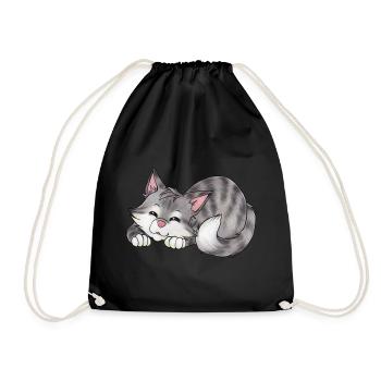 niedliche Katze Schlafen Mietze getigerte Katze - Turnbeutel - Schwarz - Vorne