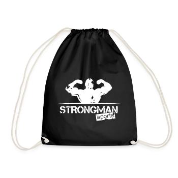 strongman sport logo team club training icon - Drawstring Bag - black - Front