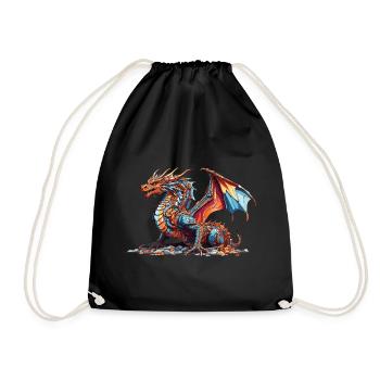 Drache anime manga blau bunt - Turnbeutel - Schwarz - Vorne