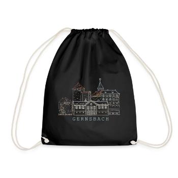 Gernsbach, Drawing of Eberstein Castle Black Forest - Drawstring Bag - black - Front