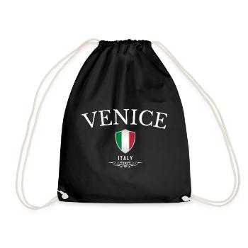 Venice Italy, elegant minimalist design - Drawstring Bag - black - Front