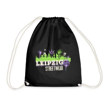 Leipzig Skyline City Germany Graffiti Art - Drawstring Bag - black - Front