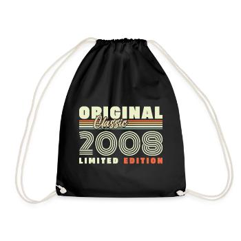 2008 Vintage Retro Birthday Gift - Drawstring Bag - black - Front