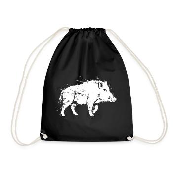 Vecteur de chasse griffée au grunge du sanglier sauvage - Sac de sport léger - noir - Devant