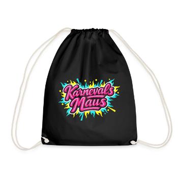 Karnevalsmaus Lustig Süß Party Geschenk - Turnbeutel - Schwarz - Vorne