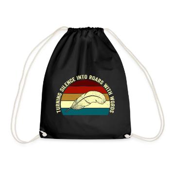 Roaring Words Feather Sunset - Drawstring Bag - black - Front