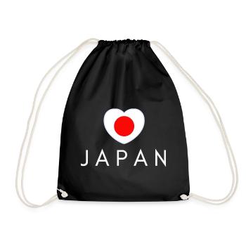 Japan-Flaggenherz, ich liebe Japan - Turnbeutel - Schwarz - Vorne