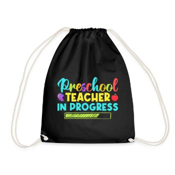 Pre K Teacher Preschool In Progress Kindergarten - Drawstring Bag - black - Front