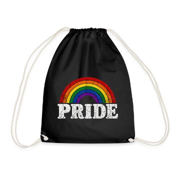 Pride Regenbogen für LGBTQ Fans Retro LQBTQ CSD - Turnbeutel - Schwarz - Vorne