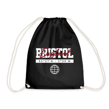 Bristol England Koordinaten Reise Souvenir - Turnbeutel - Schwarz - Vorne