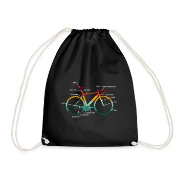 Fahrrad Teile Anatomie im Retro-Design - Turnbeutel - Schwarz - Vorne