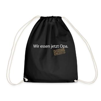 Wir essen jetzt Opa Satzzeichen Grammatik Sprache - Turnbeutel - Schwarz - Vorne