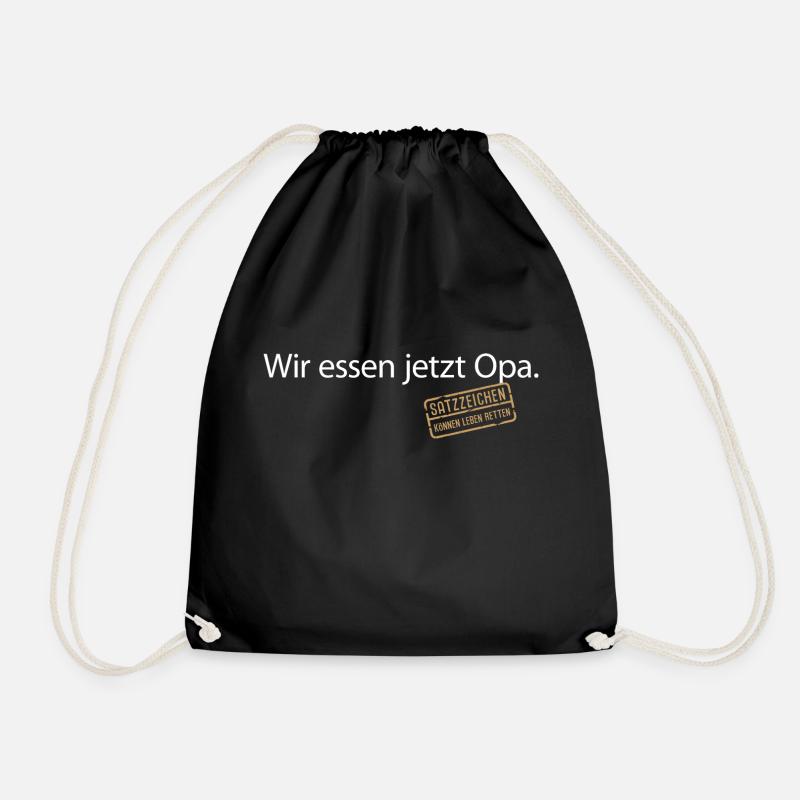Wir essen jetzt Opa Satzzeichen Grammatik Sprache - Turnbeutel - Schwarz