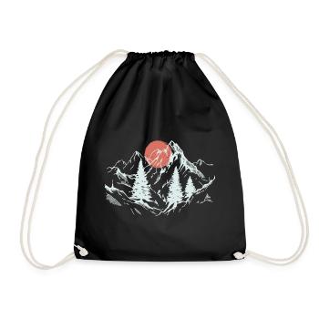 Crimson Sun over Alpine Pines - Drawstring Bag - black - Front