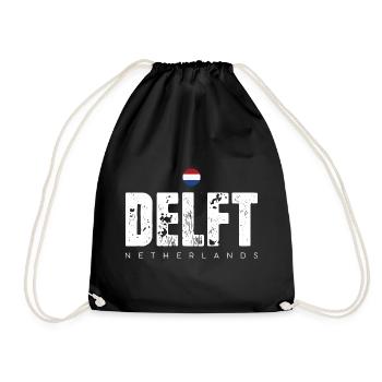 Delft Distressed Wordmark - Drawstring Bag - black - Front