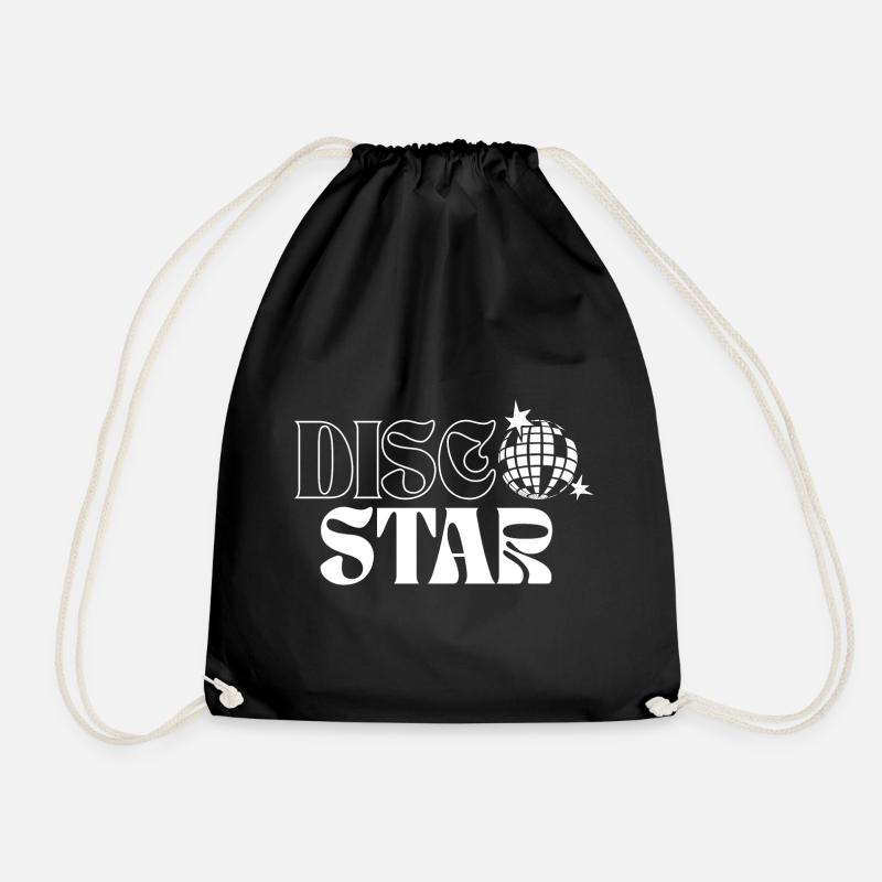 Retro Disco Stars Pattern - Drawstring Bag - black