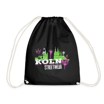 Cologne Skyline City Germany Cologne Graffiti - Drawstring Bag - black - Front