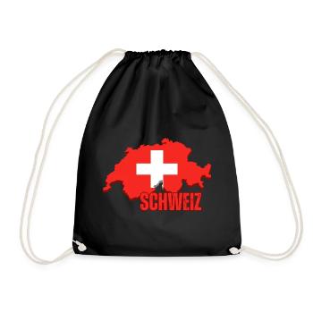 Flagge der Schweiz, Schweizer Stolz - Turnbeutel - Schwarz - Vorne