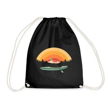 Kajak Kanu Vintage Paddelboot Kanusport Paddler - Turnbeutel - Schwarz - Vorne