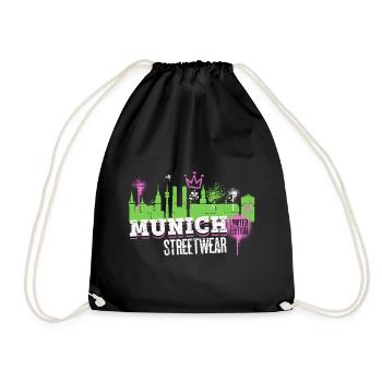 Munich Munich Skyline City Germany Graffiti - Drawstring Bag - black - Front