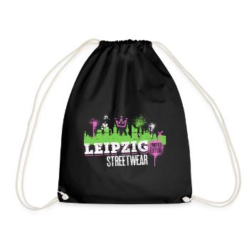 Leipzig Skyline City Germany Graffiti Art - Drawstring Bag - black - Front