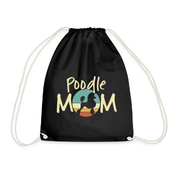 Poodle Mum Retro Sunset Design - Drawstring Bag - black - Front