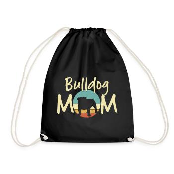 Bulldog Mom - Cadeau rétro amoureux des chiens - Sac de sport léger - noir - Devant