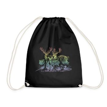 Herd of deer in the rainbow - Drawstring Bag - black - Front