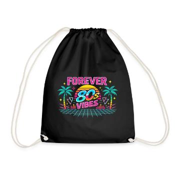 Forever 80s Vibes Neon Sunset - Drawstring Bag - black - Front