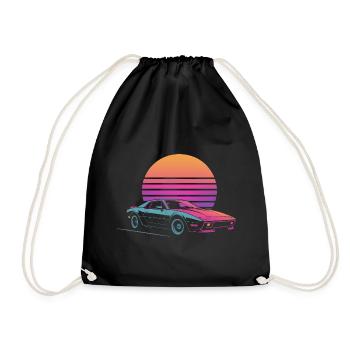 Vaporwave Auto Outrun Sunset Synthé des années 80 - Sac de sport léger - noir - Devant