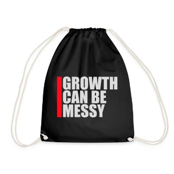 Growth Can Be Messy Personal Growth Quote Logo - Drawstring Bag - black - Front